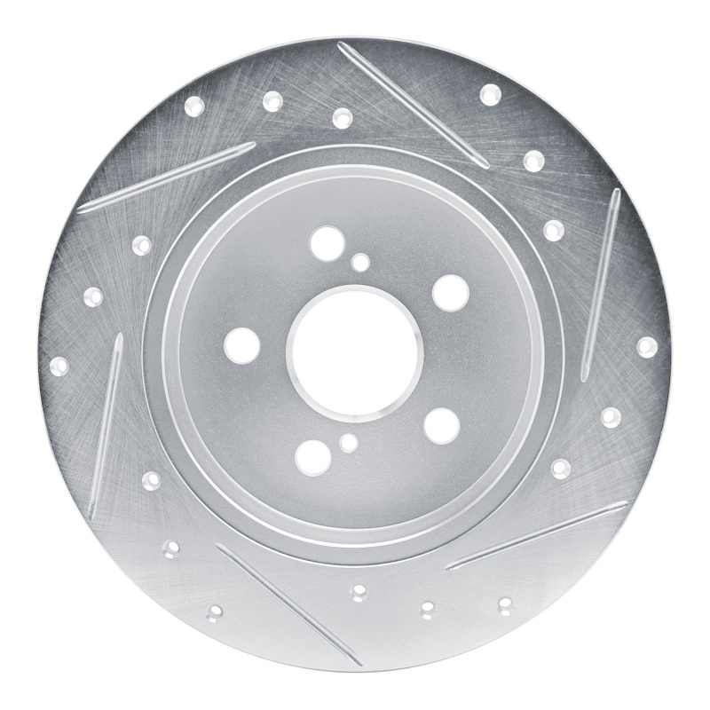 Toyota Corolla Brake Rotor (1) - Rear Left - R1 Concepts - Drilled & Slotted - Silver - `19-`25